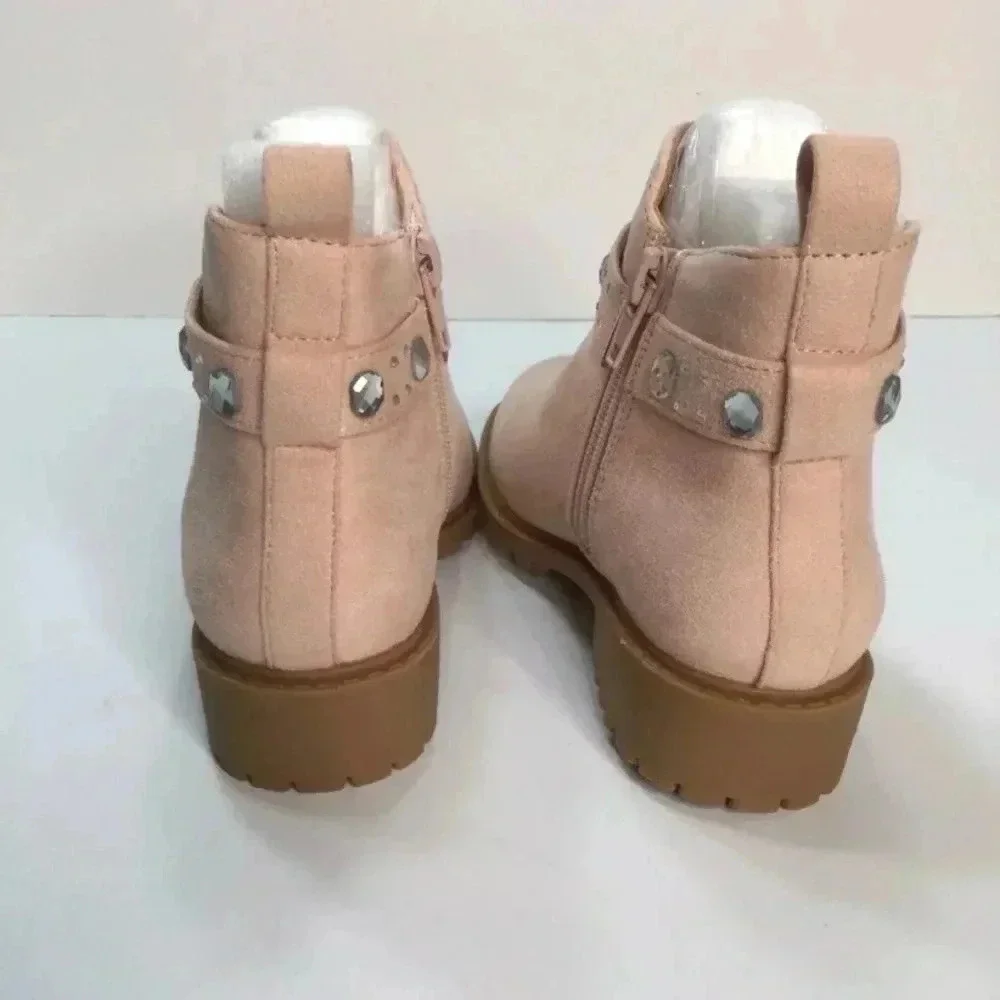 NIB Rilista Girls Lug Sole Boot Chelsea Non-slip  Suede Rhinestone Kids Size 4